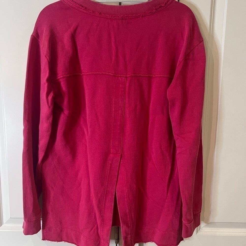 ANTHROPOLOGIE Pilcro Split Hem Tunic Pink Sweatshirt Pullover | S‌‌mall - Picture 10 of 13